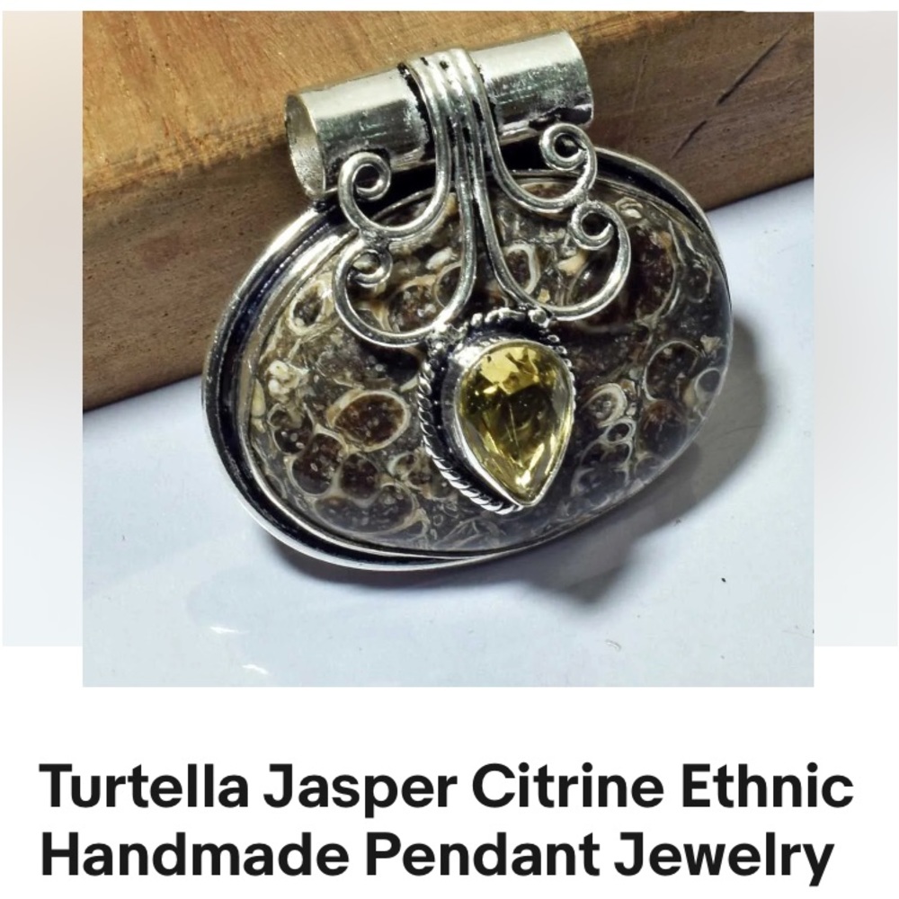 Jasper and Citrine Ethnic Handmade Pendant Necklace - Yellow Jasper